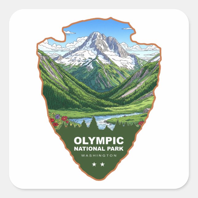 Sticker Carré Olympic National Park Washington Tête de Flèche (Devant)