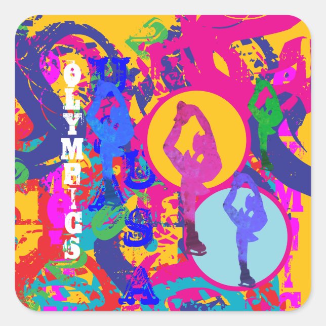 STICKER CARRÉ OLYMPIC SKATING  (Devant)