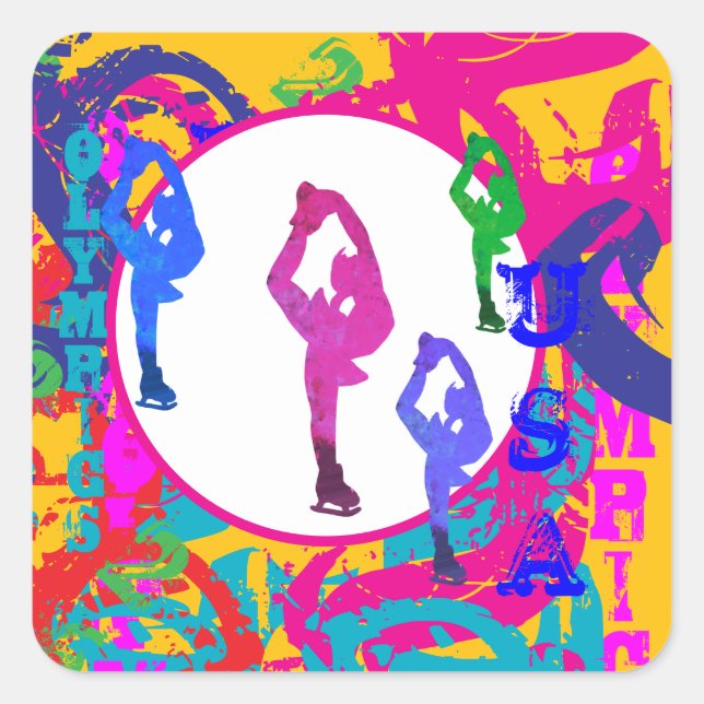 STICKER CARRÉ OLYMPIC SKATING  (Devant)