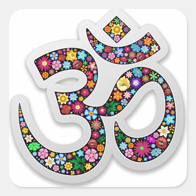 Sticker Carré Om Ohm Aum Namaste Yoga (Devant)