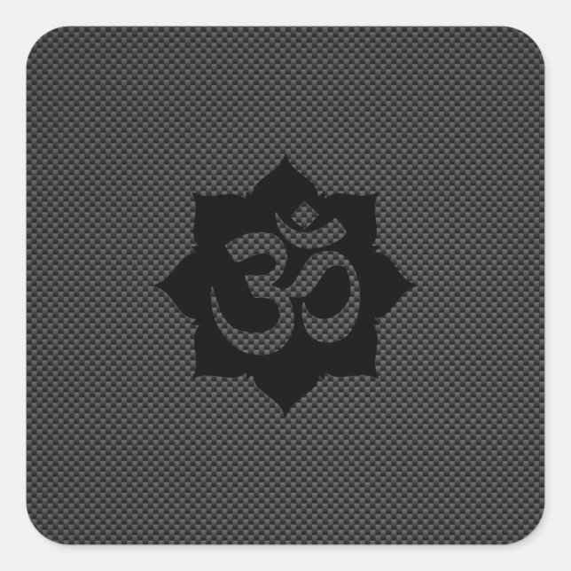 Sticker Carré OM Symbole Lotus Spiritualité Yoga en fibre de car (Devant)