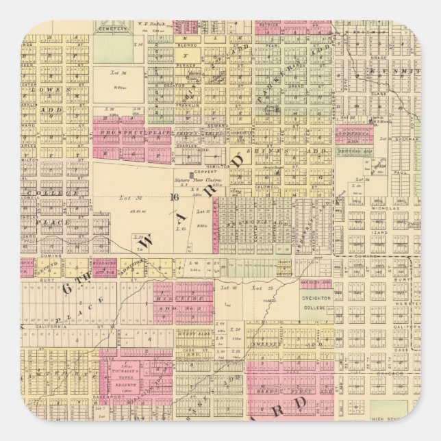 Sticker Carré Omaha Centre, Nebraska (Devant)