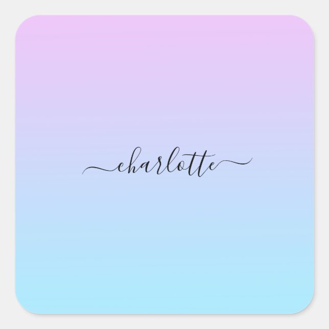 Sticker Carré Ombré rose et turquoise (Devant)