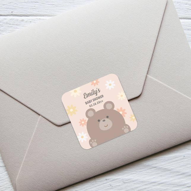 Sticker Carré On Peut Attendre Les Filles Baby showers De Fille  (Créateur téléchargé)