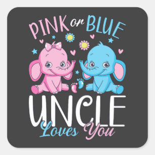 Sticker Carré Oncle Rose Ou Bleu Vous Aime Baby Éléphant