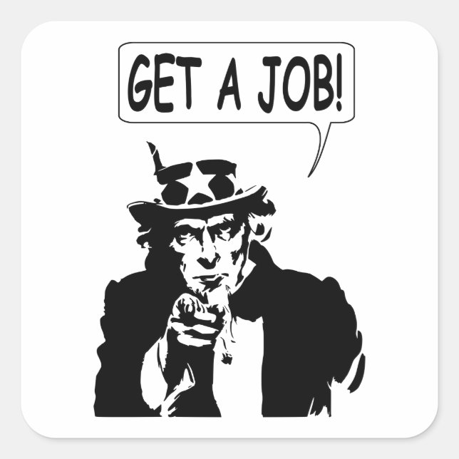 Sticker Carré Oncle Sam Obtient Un Emploi (Devant)