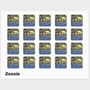 Sticker Carré Onderdonk - Vieux chêne et cloches bleues