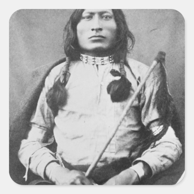 Sticker Carré One Bull Warrior, 1882 (photo b/w) (Devant)