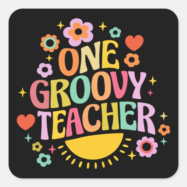 Sticker Carré One groovy teacher (Devant)