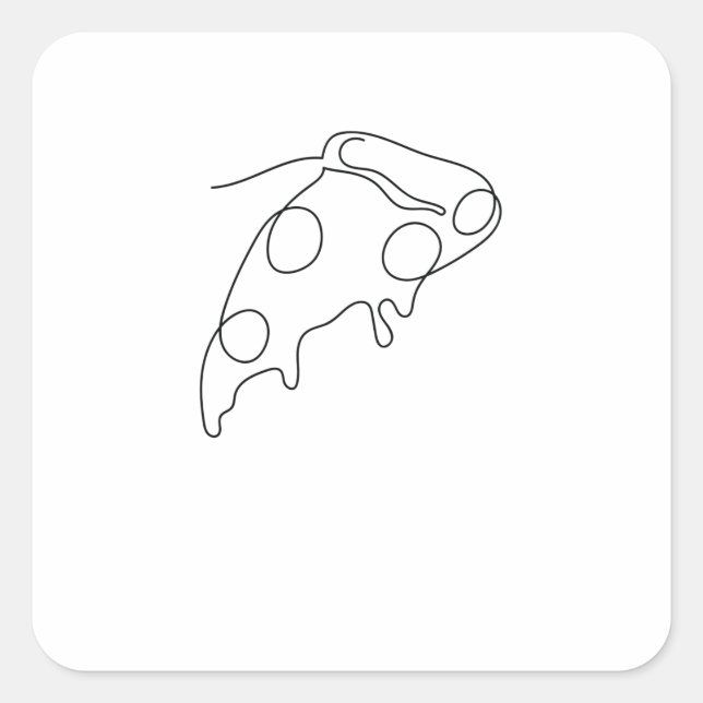 Sticker Carré One Line Art Stück Pizza gezeichnet mit Stift (Devant)