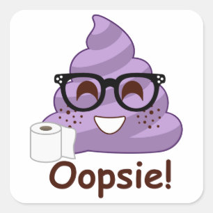 Sticker Carré Oops Emoji Pourpre Poop