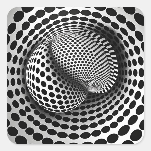 Sticker Carré Op Art Noir Et Blanc (Devant)