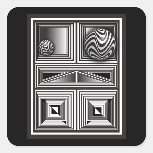 Sticker Carré Optique via Formes (Devant)
