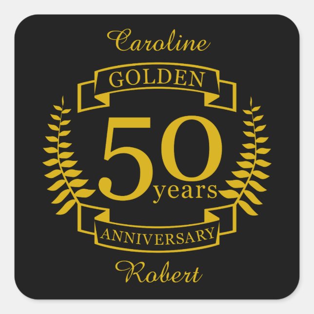 Sticker Carré OR 50 ans Anniversaire Mariage 50 ans tous (Devant)