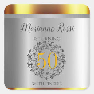 Sticker Carré Or et argent Metallic 50e anniversaire