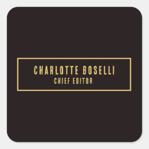 Sticker Carré Or & Noir Minimaliste Moderne Professionnel