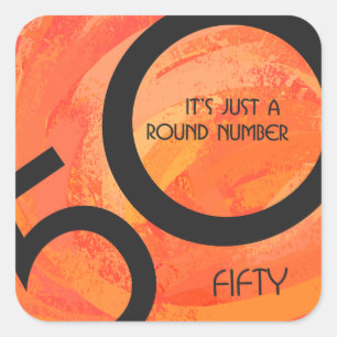 Sticker Carré Orange 50 Anniversaire de la Décennie