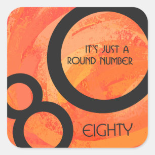 Sticker Carré Orange 80 Anniversaire de la Décennie