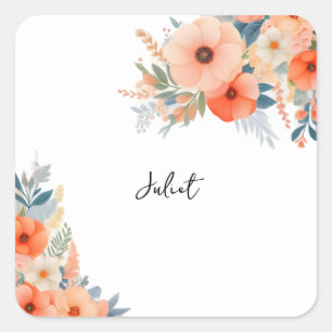 Sticker Carré Orange Années 70 80 90 Rose Coloré Baby Shower Fil