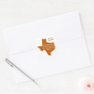 Sticker Carré Orange brûlé Nous avons déménagé - Texas émaillé M
