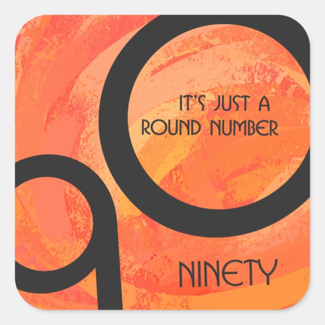 Sticker Carré Orange Décennie 90e anniversaire (Devant)