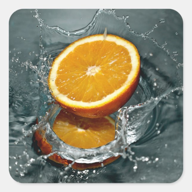 Sticker Carré orange juteuse positive pour l'humeur vitaminée (Devant)