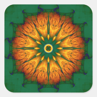 Sticker Carré Orange Mandala