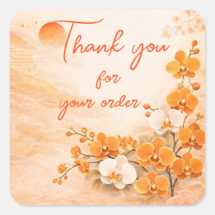 Sticker Carré Orange orchid Thank You For your order
