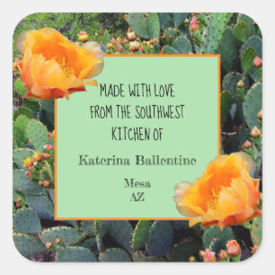Sticker Carré Orange Prickly Pear Cactus / "From the Kitchen of"