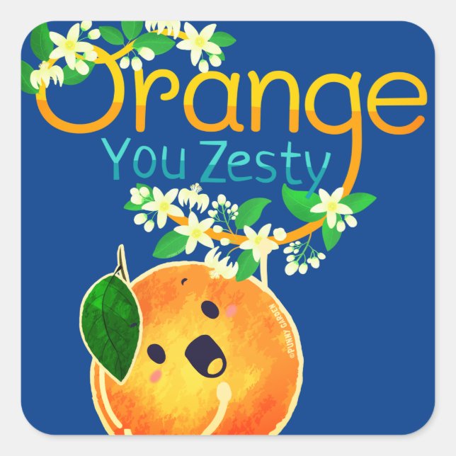 Sticker Carré Orange You Zesty - Jardin Punny (Devant)