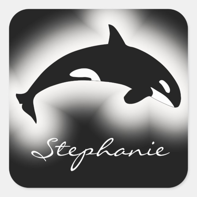 Sticker Carré Orca Killer Whale Black White Nature Nom personnal (Devant)