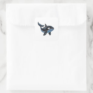 Sticker Carré Orca Whale - Art populaire