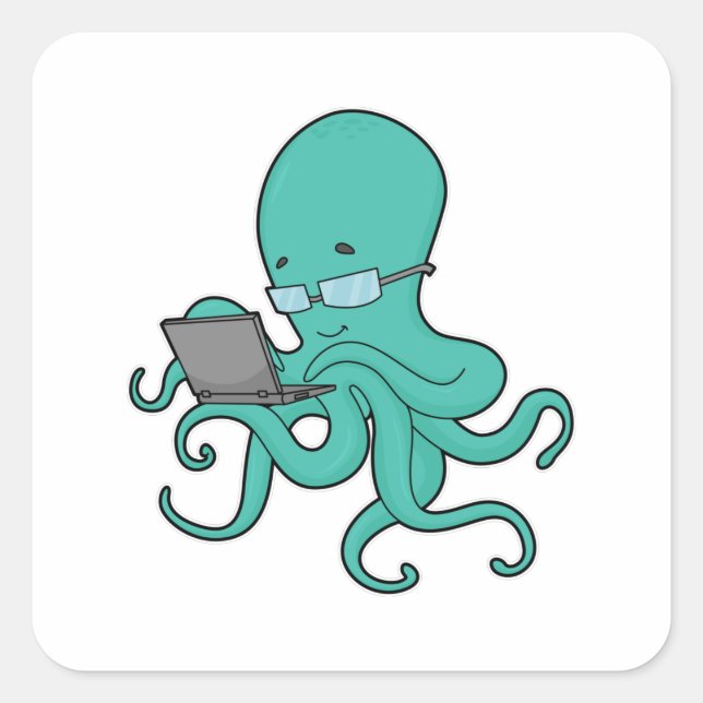 Sticker Carré Ordinateur portable Octopus (Devant)