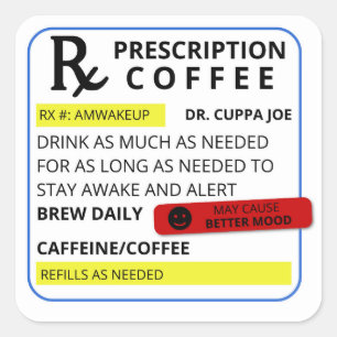 Sticker Carré Ordonnance sur le café