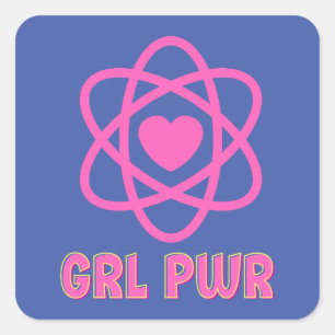 Sticker Carré Oreiller à lancer de puissance fille