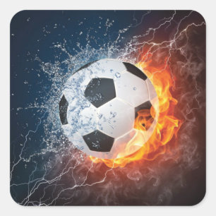 Sticker Carré Oreiller de lancer balle de football/soccer flamba