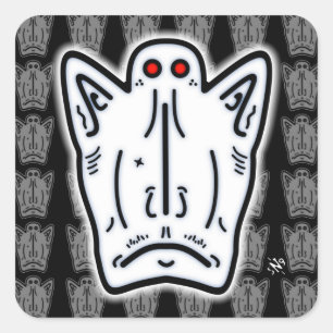 Sticker Carré Oreilles rouges oreilles pointues créature semblab