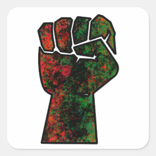 Sticker Carré orgueil noir poing vert rouge pan drapeau africain