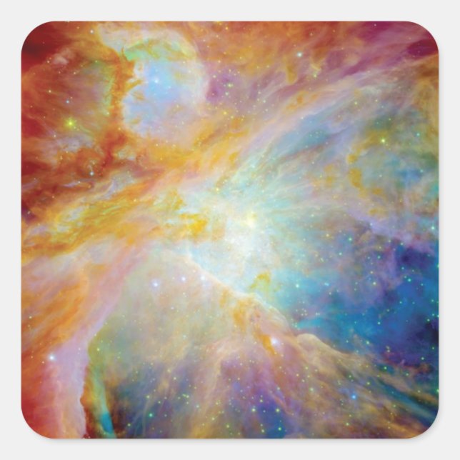 Sticker Carré Orion Nebula Hubble Spitzer Télescope Photo spatia (Devant)