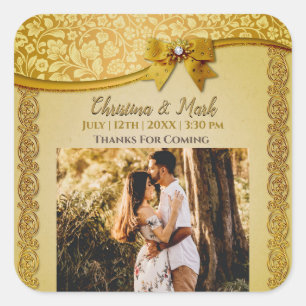 Sticker Carré Ornate Elegant Retro Fleurs Abstraites et Feuilles