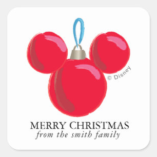 Sticker Carré Ornement de Noël Mickey Mouse - Personnalisé