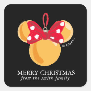 Sticker Carré Ornement de Noël Minnie Mouse - Personnalisé