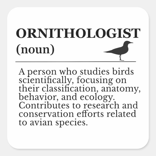 Sticker Carré Ornithologist Definition - Vogelkunde (Birdwatchin (Devant)