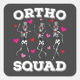 Sticker Carré Ortho Squad Danser Squelette Valentine
