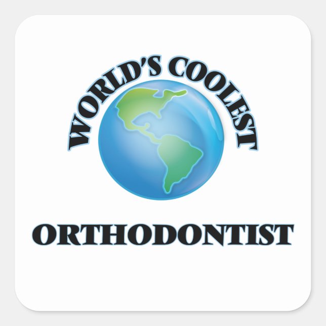 Sticker Carré Orthodontiste le plus cool du monde (Devant)