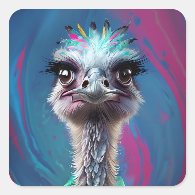 Sticker Carré Ostrich themed  (Devant)