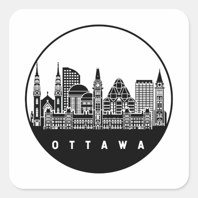 Sticker Carré Ottawa Canada Skyline (Devant)