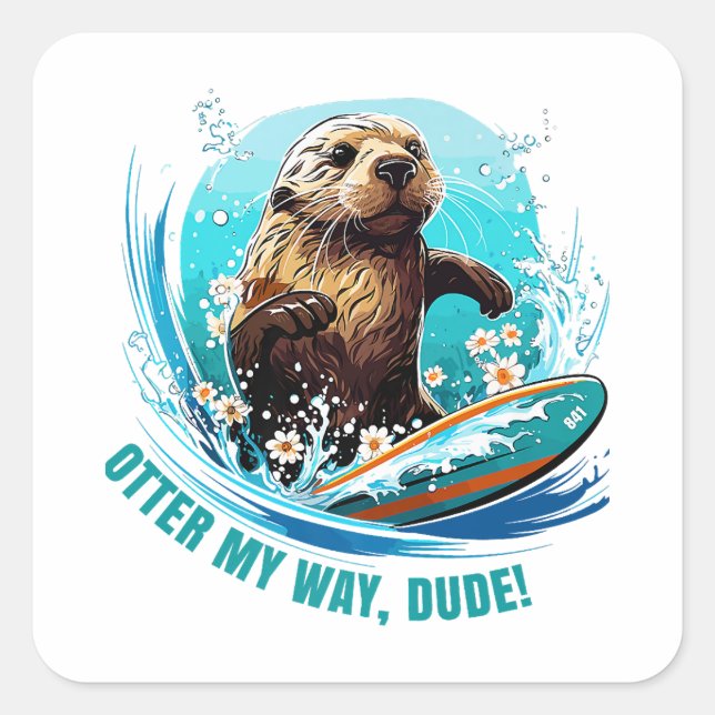 Sticker Carré Otter 841 Surf Otter Elle Vole Surfboards Otte (Devant)