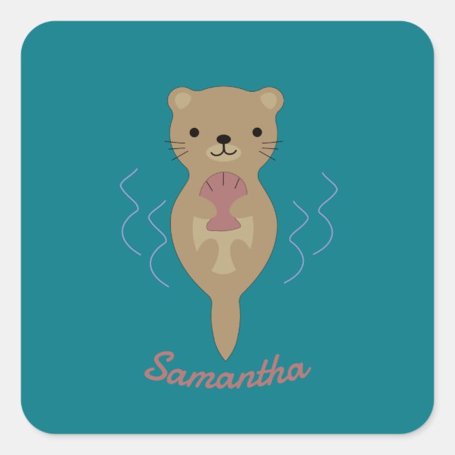 Sticker Carré Otter adorable (Devant)
