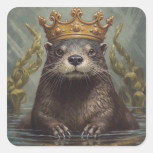 Sticker Carré Otter dans une couronne